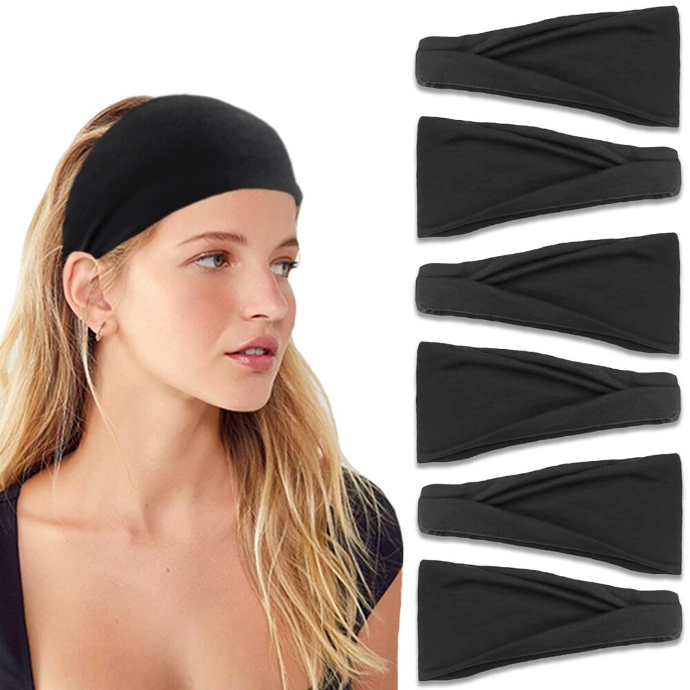 HEADBANDS IVARYSS BN Non-Slip, Premium Stretchy, Polyester/Spandex Black-2 Boxes
